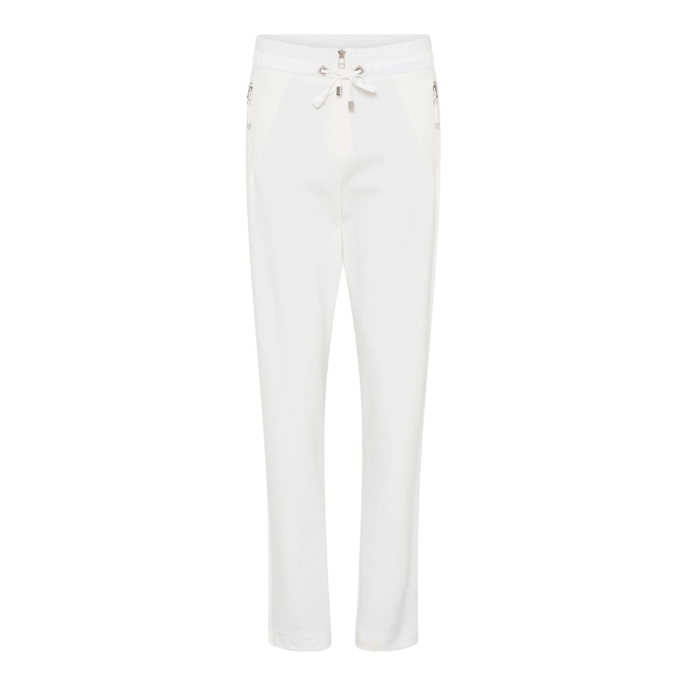 Women's White Pull On Athleisure Casual Pants Zip Up Size 12 NWT I'CONA